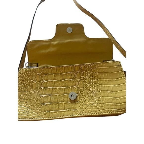 Nicole by Nicole Miller Alligator Print Shoulder Bag Mustard Yellow - Picture 3 of 12